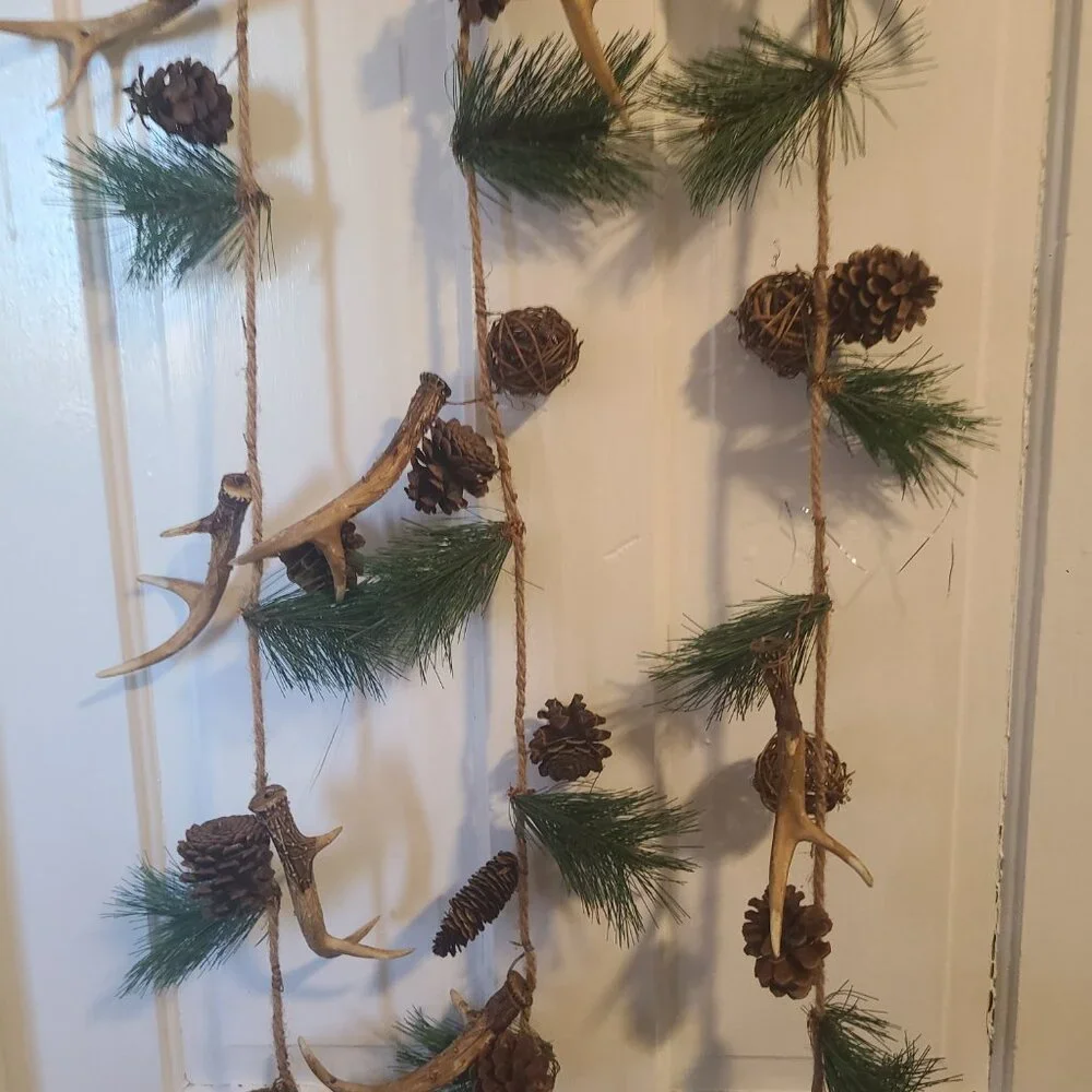 Deer Antler Pine Comb Tree Garland 3 PCS Artificial Pine 75